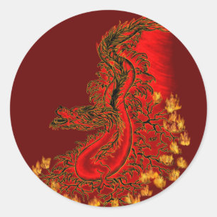 China Drachenrot und Golddesign Runder Aufkleber