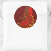 China Drachenrot und Golddesign Runder Aufkleber (Tasche)