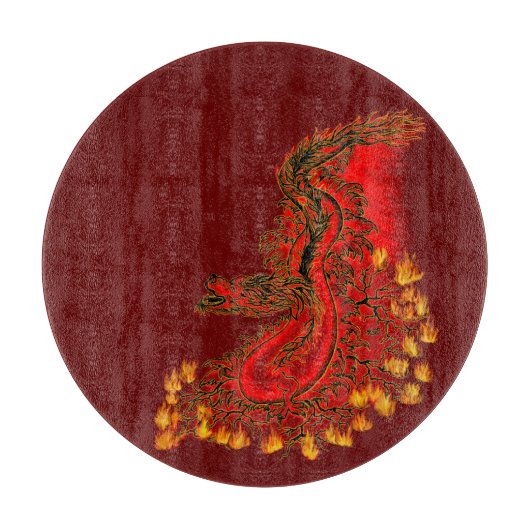 China Drachenrot und Golddesign Schneidebrett (Vorderseite)