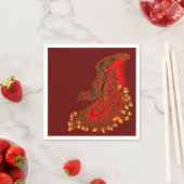 China Drachenrot und Golddesign Serviette (Beispiel)
