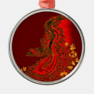 China Drachenrot und Golddesign Silbernes Ornament