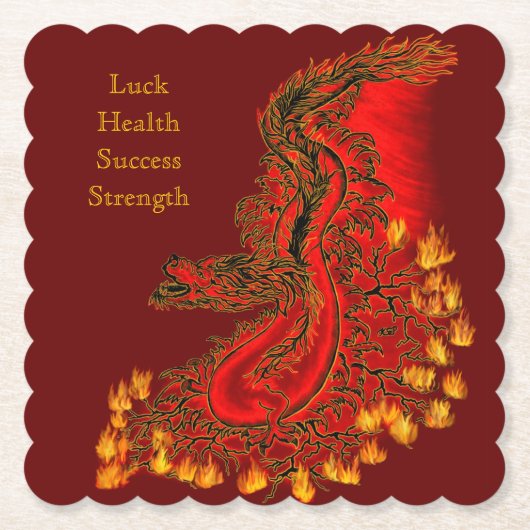 China Drachenrot und Golddesign Untersetzer (Vorderseite)