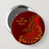 China Dragon , 2024 Jahr des Drachen Button (Vorne & Hinten)