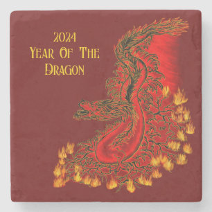 China Dragon , 2024 Jahr des Drachen Steinuntersetzer