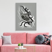 China Dragon im Tattoostil Leinwanddruck (Insitu (Wohnzimmer))