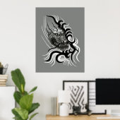 China Dragon im Tattoostil Poster (Heimbüro)