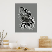 China Dragon im Tattoostil Poster (Küche)