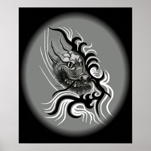 China Dragon im Tattoostil Poster (Vorne)