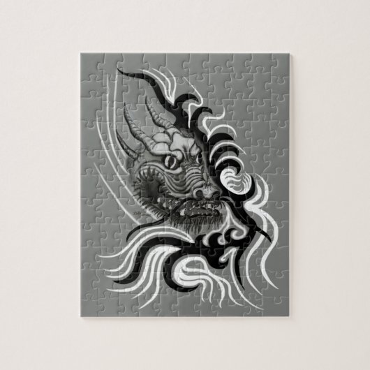 China Dragon im Tattoostil Puzzle (Vertikal)
