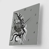China Dragon im Tattoostil Quadratische Wanduhr (Winkel)