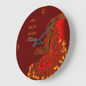 China Dragon red and gold design Große Wanduhr (Winkel)