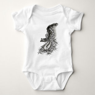 China Dragon, Schwarzweiß-Design in Tattoostyl Baby Strampler