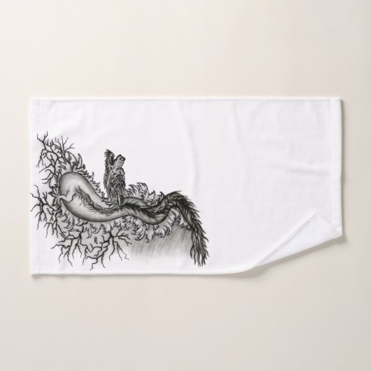 China Dragon, Schwarzweiß-Design in Tattoostyl Badhandtuch Set (Handtuch)