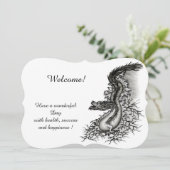 China Dragon, Schwarzweiß-Design in Tattoostyl Einladung (Stehend Vorderseite)