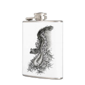 China Dragon, Schwarzweiß-Design in Tattoostyl Flachmann (Links)