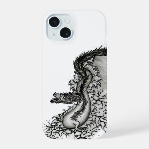 China Dragon, Schwarzweiß-Design in Tattoostyl iPhone 15 Hülle