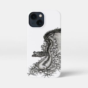 China Dragon, Schwarzweiß-Design in Tattoostyl iPhone 13 Mini Hülle
