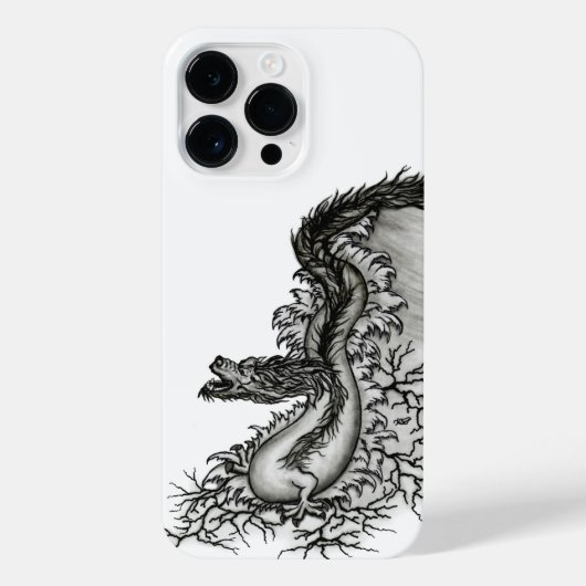 China Dragon, Schwarzweiß-Design in Tattoostyl iPhone Hülle (Rückseite)