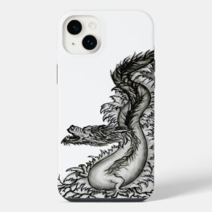 China Dragon, Schwarzweiß-Design in Tattoostyl iPhone 14 Plus Hülle