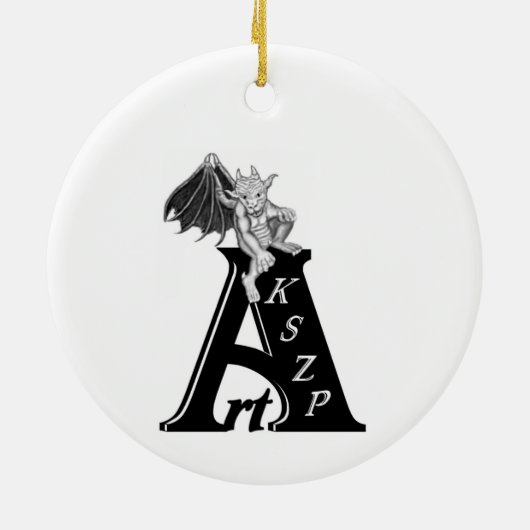 China Dragon, Schwarzweiß-Design in Tattoostyl Keramik Ornament (Hinten)