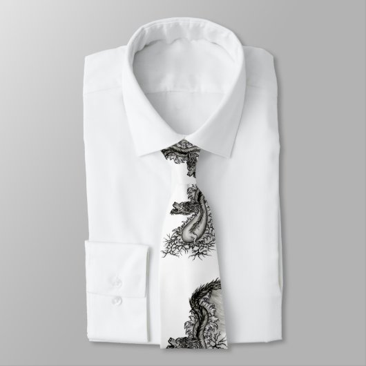 China Dragon, Schwarzweiß-Design in Tattoostyl Krawatte (Gebunden)