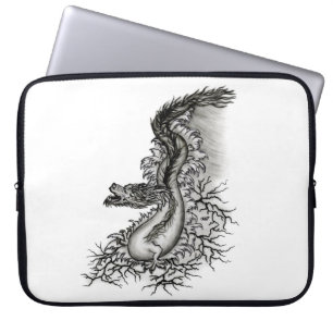 China Dragon, Schwarzweiß-Design in Tattoostyl Laptopschutzhülle