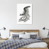 China Dragon, Schwarzweiß-Design in Tattoostyl Leinwanddruck (Insitu (Schlafzimmer))
