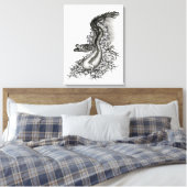 China Dragon, Schwarzweiß-Design in Tattoostyl Leinwanddruck (Insitu (Schlafzimmer))