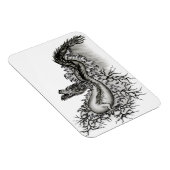 China Dragon, Schwarzweiß-Design in Tattoostyl Magnet (Rechte Seite)
