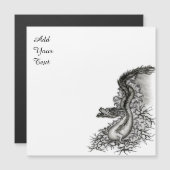 China Dragon, Schwarzweiß-Design in Tattoostyl Magnetkarte (Vorne/Hinten)