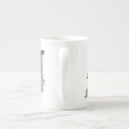 China Dragon, Schwarzweiß-Design in Tattoostyl Porzellantasse (Rückseite)