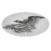 China Dragon, Schwarzweiß-Design in Tattoostyl Schneidebrett (Ecke)