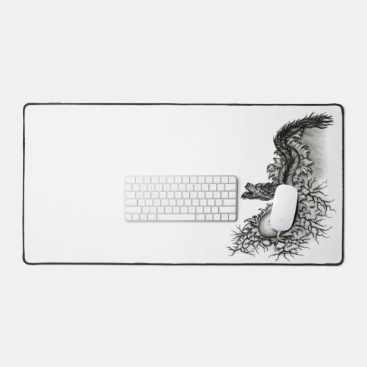 China Dragon, Schwarzweiß-Design in Tattoostyl Schreibtischunterlage (Tastatur & Maus)