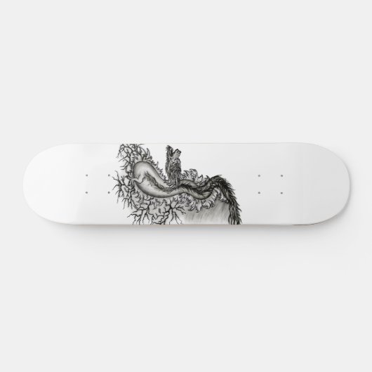 China Dragon, Schwarzweiß-Design in Tattoostyl Skateboard (Horizontal)
