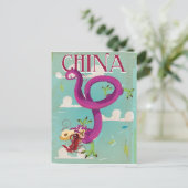 China Dragon Vintage Travel Poster Postkarte (Stehend Vorderseite)