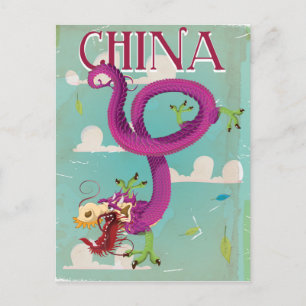 China Dragon Vintage Travel Poster Postkarte