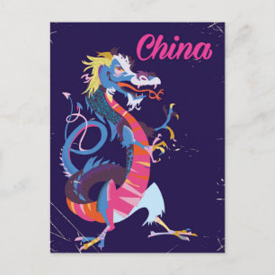 China Dragon Vintages Reiseplakat Postkarte