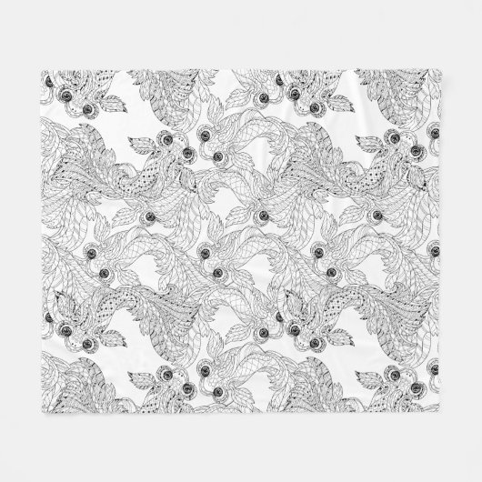 China-Fisch-Gekritzel Fleecedecke (Vorderseite (Horizontal))