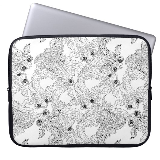 China-Fisch-Gekritzel Laptopschutzhülle (Vorderseite)