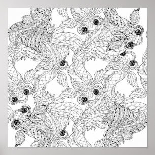 China Fish Doodle 2 Poster