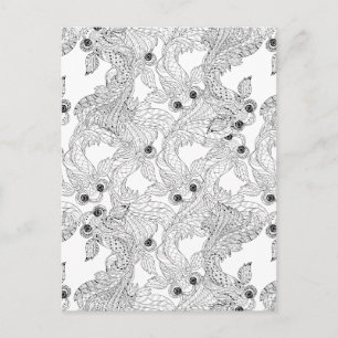 China Fish Doodle Postkarte