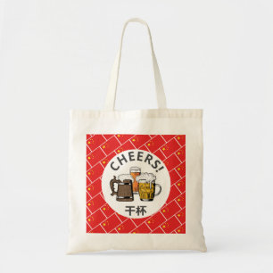 CHINA FLAG 干 杯 Beers Cheers Cartoon Tragetasche