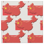 CHINA Flag Chinesische Karte Kontur Stoff (Nahaufnahme)