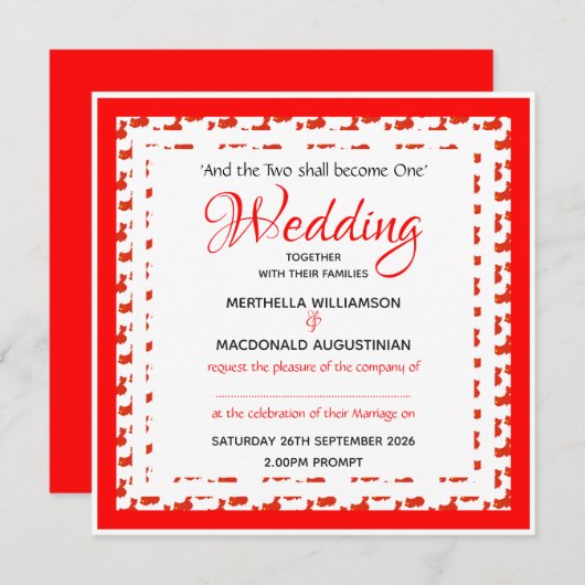 CHINA FLAG Custom Patriotic Square Wedding 婚 礼 Einladung (Vorne/Hinten)