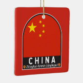 China-Flag-Emblem beeinträchtigt Vintag Keramikornament (Rechts)