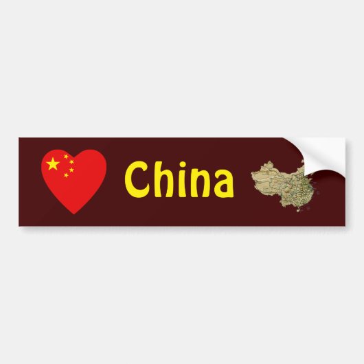 China Flag Herz + Karte Autoaufkleber (Vorne)