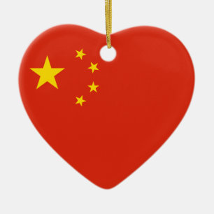 China Flag Herzdekoration Keramik Ornament
