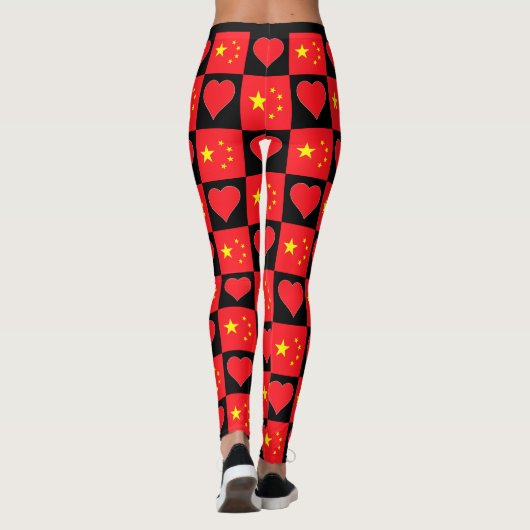 China Flag Herzmuster Niedliches Patriotisches Chi Leggings (Rückseite)