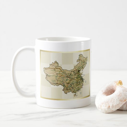 China Flag + Karte Tasse (Mit Donut)
