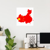 China Flag Karte Vollgröße Poster (Heimbüro)